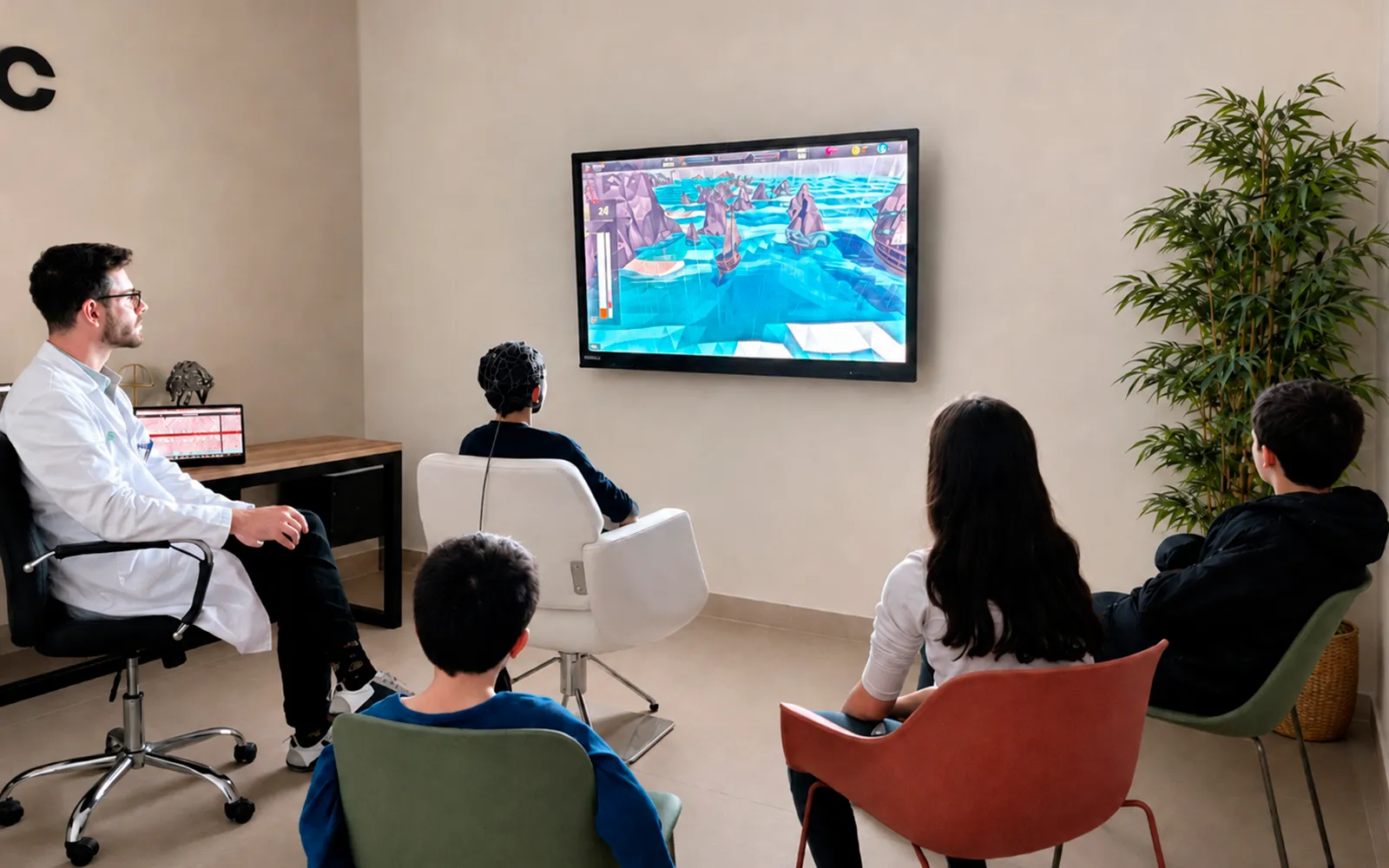 Foto: sesión de neurofeedback en grupo con adolescentes